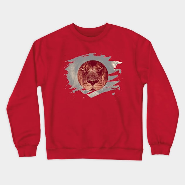 Japan Flag & African Lion Picture - Japanese Pride Design Crewneck Sweatshirt by Family Heritage Gifts